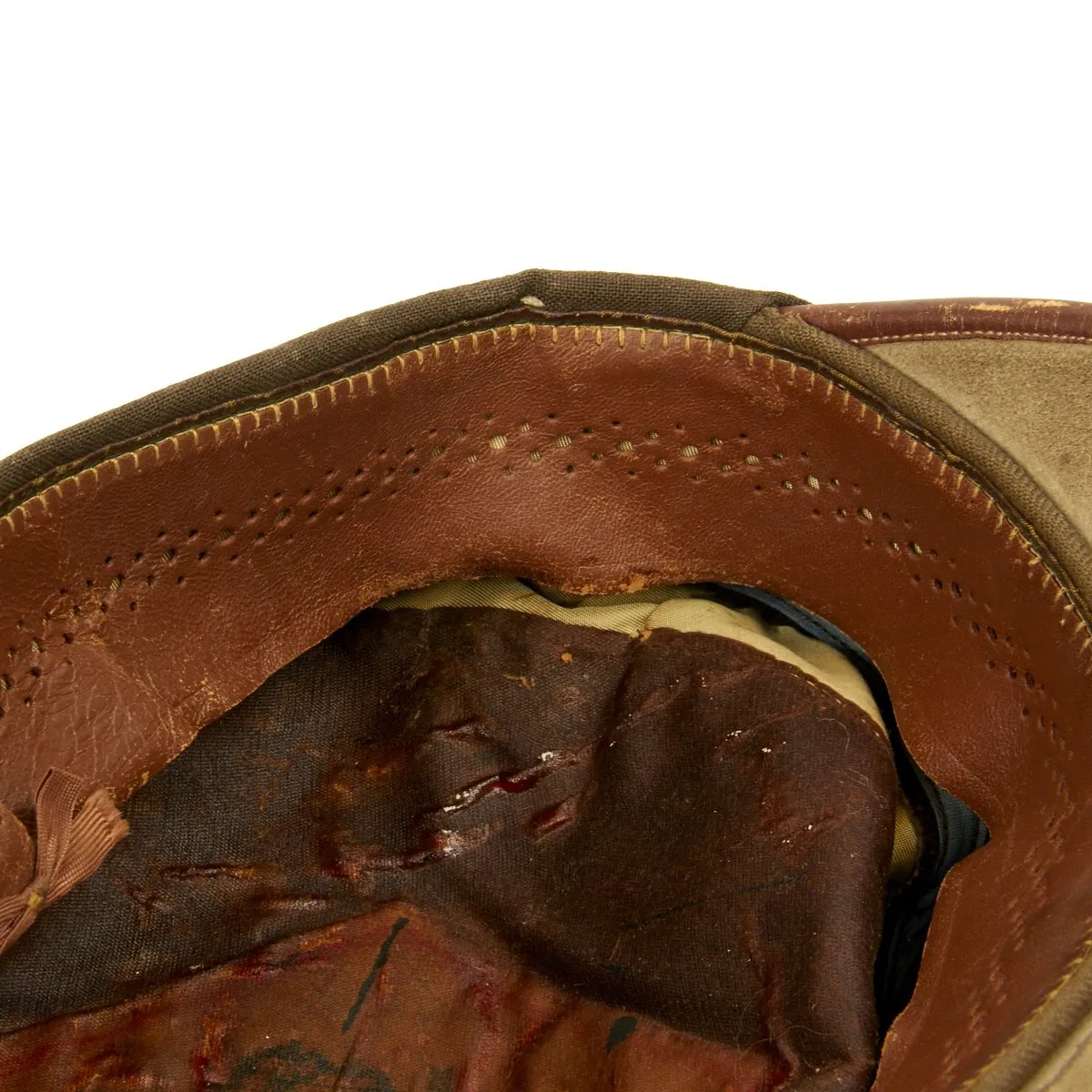 Original U.S. WWII USAAF Named Officer OD Green Crush Cap by Bancroft