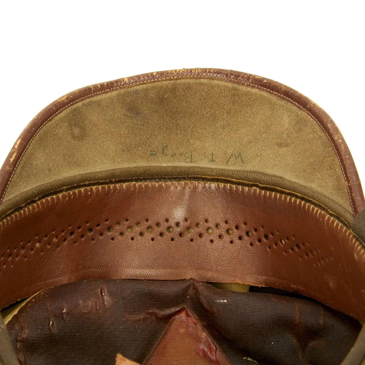 Original U.S. WWII USAAF Named Officer OD Green Crush Cap by Bancroft