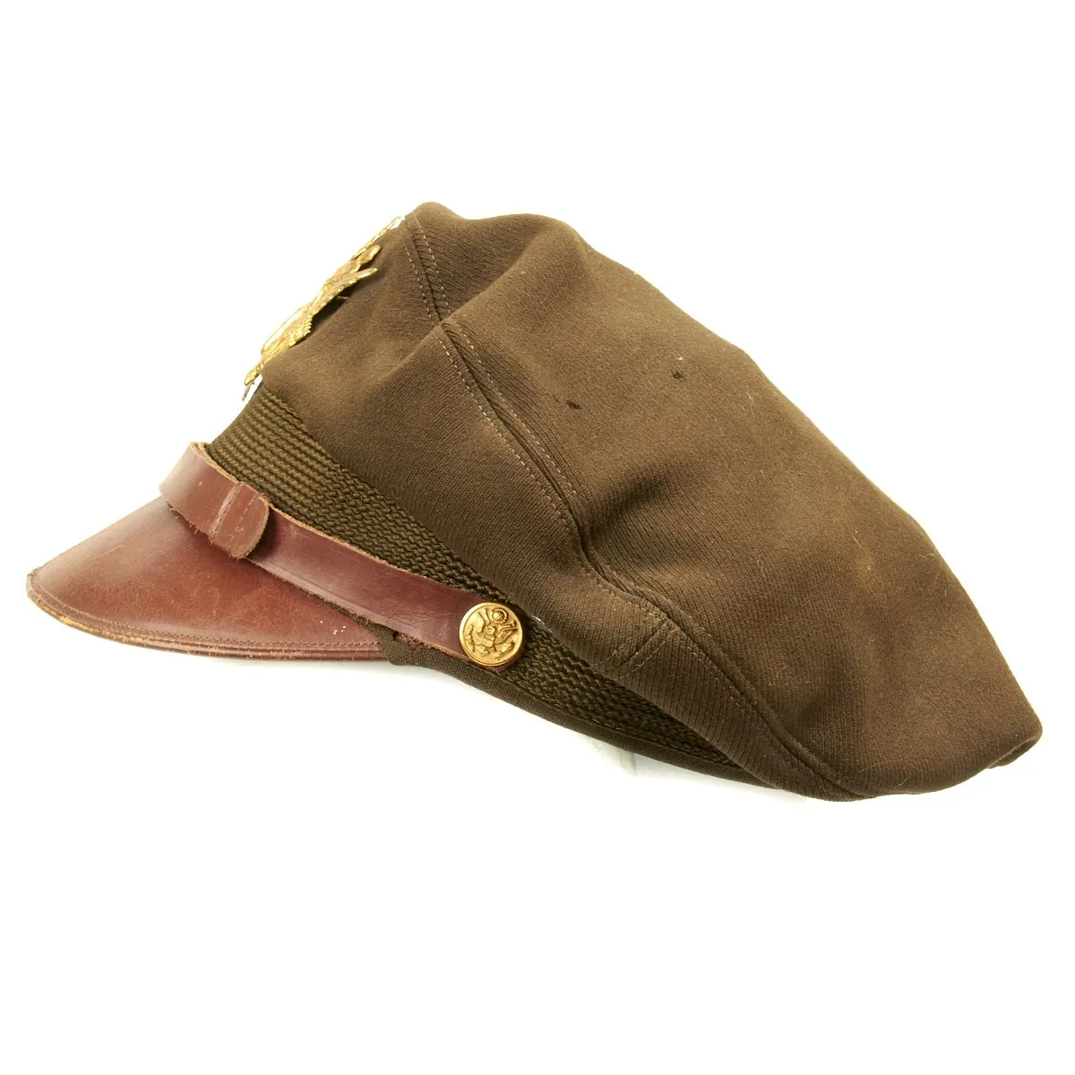 Original U.S. WWII USAAF Named Officer OD Green Crush Cap by Bancroft