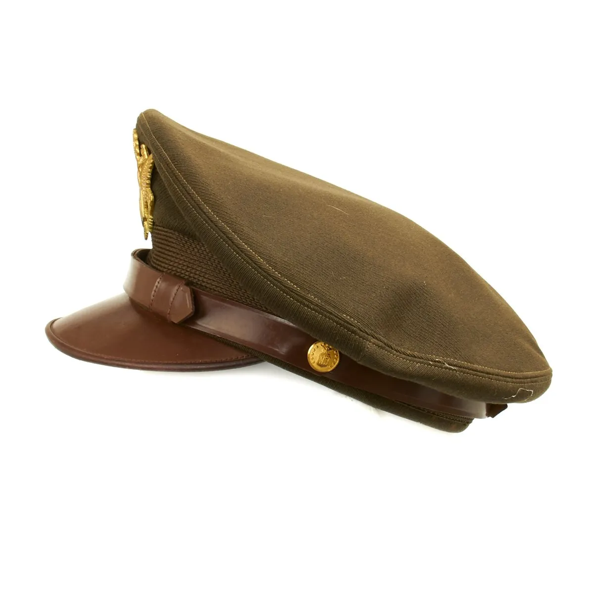 Original U.S. WWII USAAF Officer OD Green FLIGHT ACE Crush Cap With Rear Chin Strap - Size 7 1/4