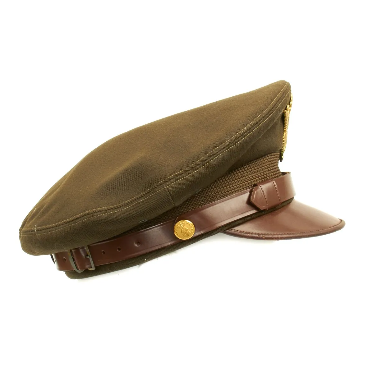 Original U.S. WWII USAAF Officer OD Green FLIGHT ACE Crush Cap With Rear Chin Strap - Size 7 1/4