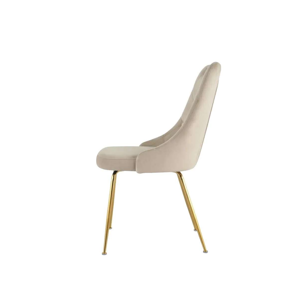 Plumeria Beige Velvet Chair with Gold Legs - Set of 2