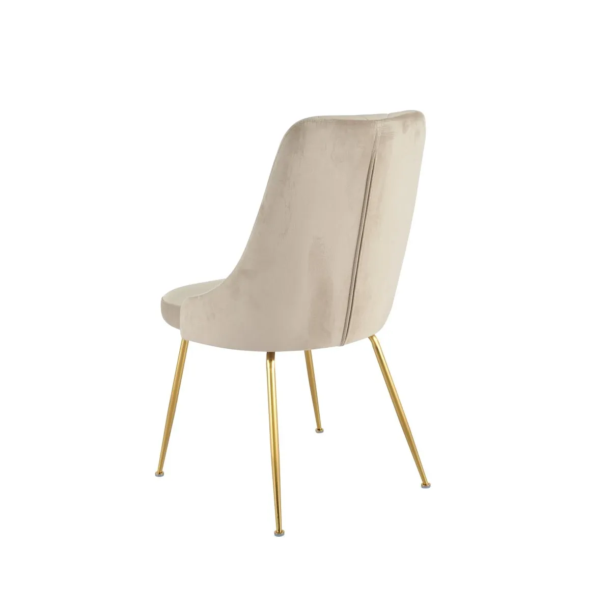 Plumeria Beige Velvet Chair with Gold Legs - Set of 2