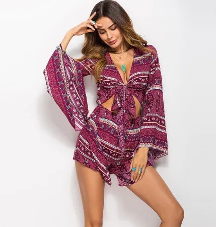 print jumpsuit shorts