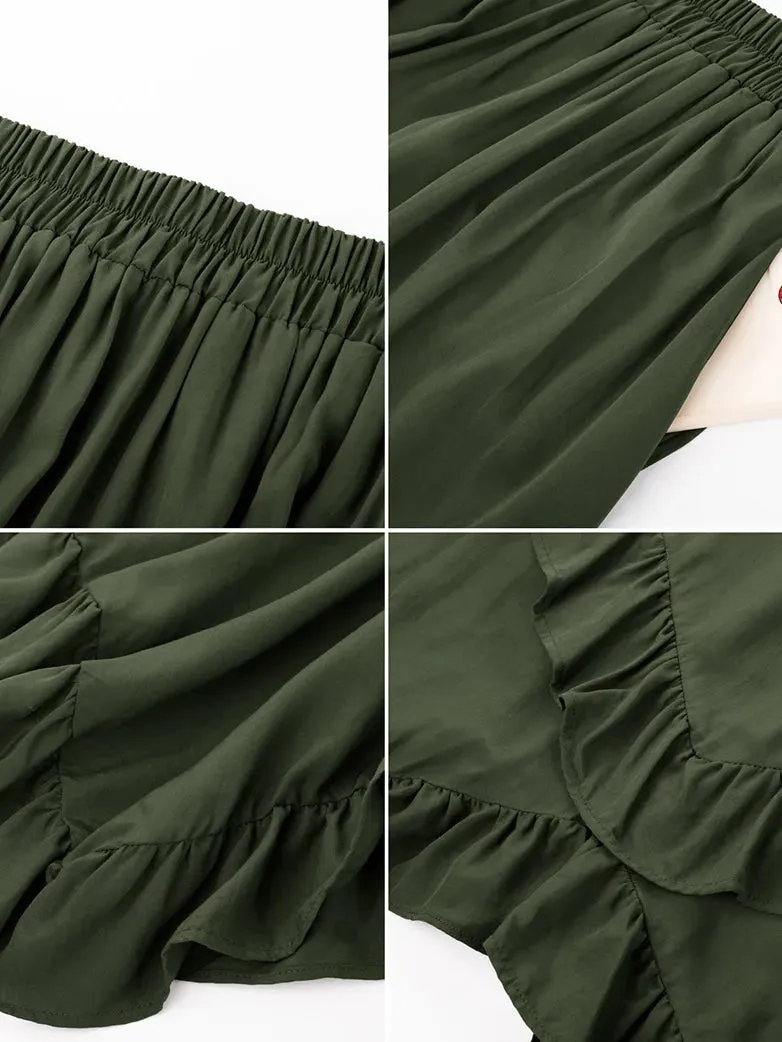 Renaissance Irregular Hem Swing A-Line Maxi Skirt