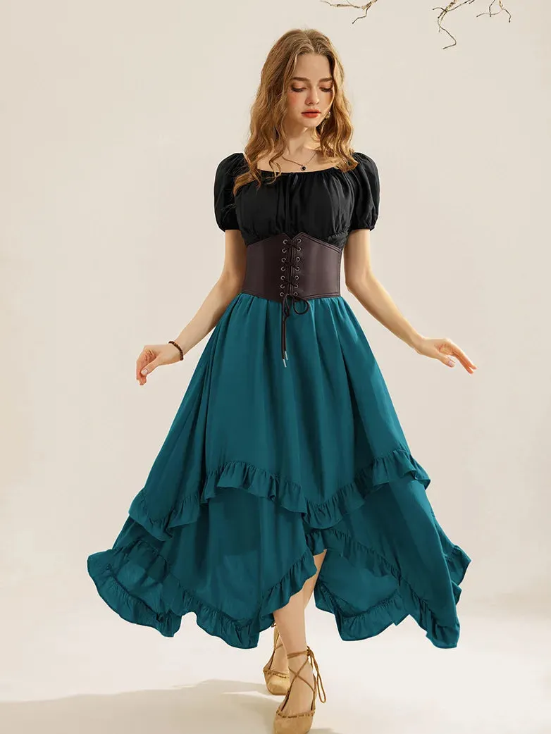 Renaissance Irregular Hem Swing A-Line Maxi Skirt
