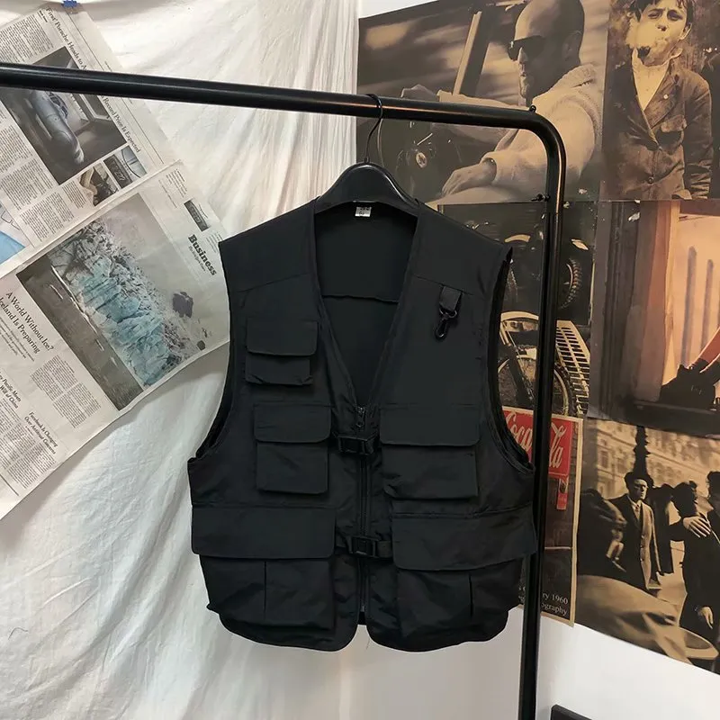 Riolio streetwear men outfits Workwear Vest Jacket Men's Ins Trendy Functional Multi-Pocket Waistcoat Sleeveless Vest Vest
