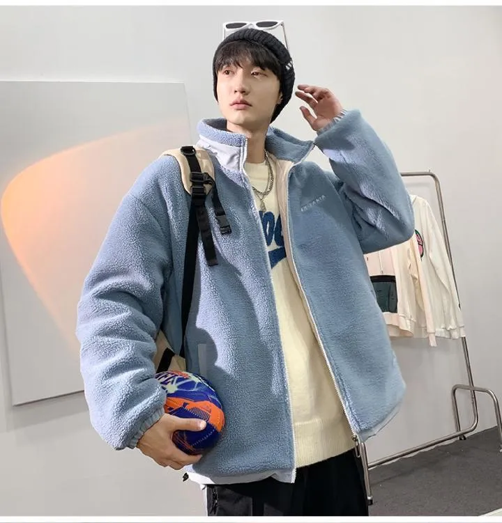 Sensir Autumn Winter Men's  jacket Lamb Fleece Plush Oversize Loose Couple