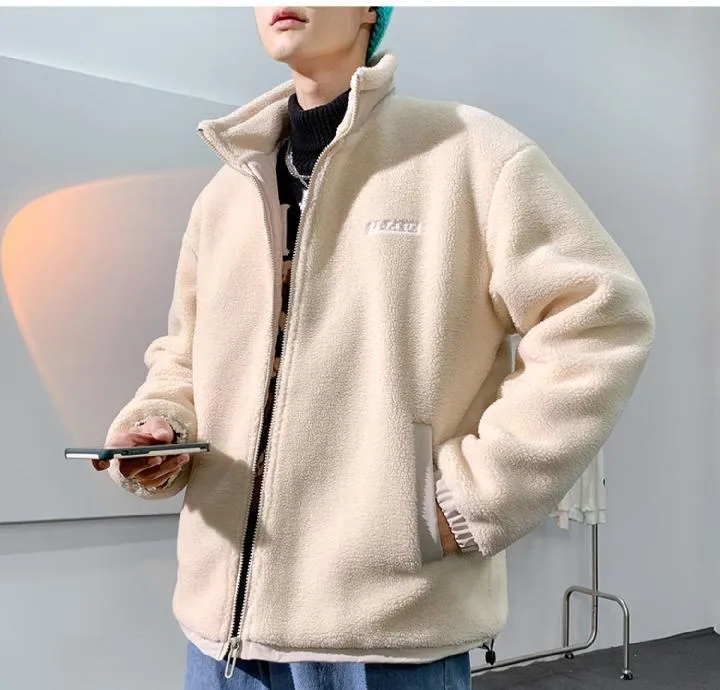 Sensir Autumn Winter Men's  jacket Lamb Fleece Plush Oversize Loose Couple