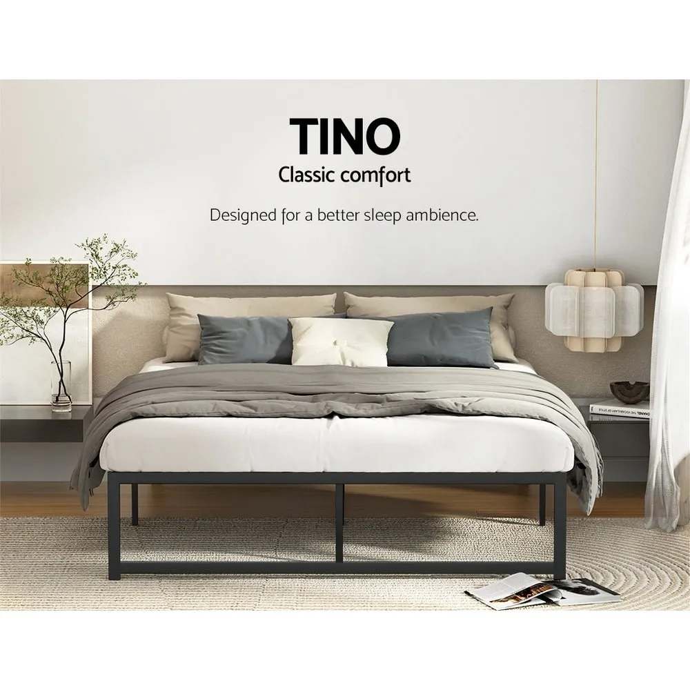 Tino Metal Queen Bed Base Black (Metal Slats)