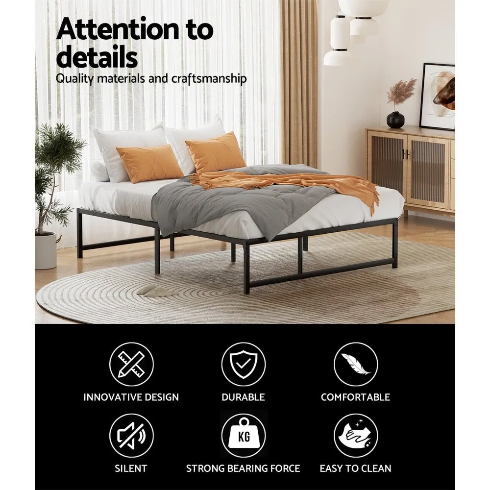 Tino Metal Queen Bed Base Black (Metal Slats)
