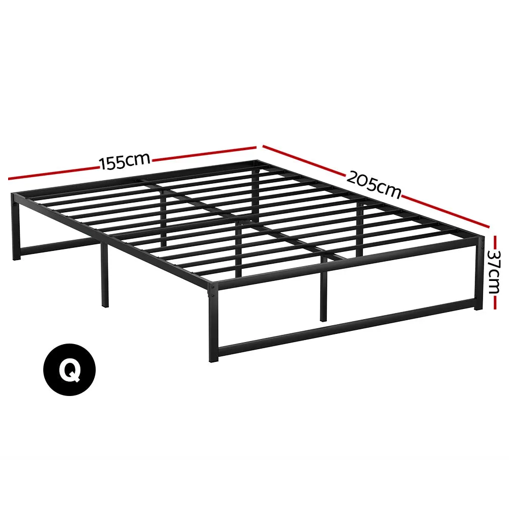 Tino Metal Queen Bed Base Black (Metal Slats)