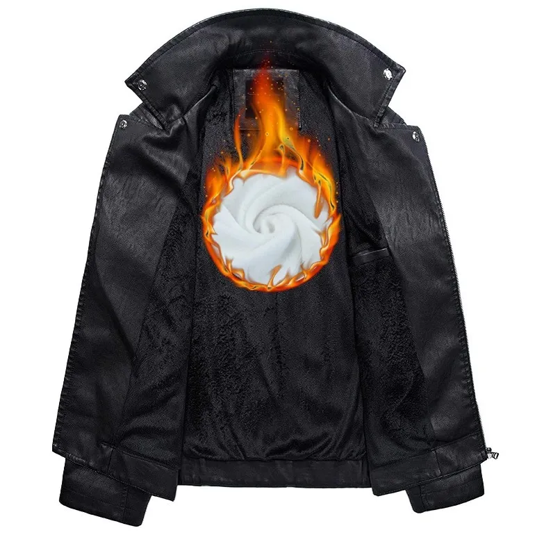 Vintage PU Leather Zipper Jacket / Fashion Biker's Fur Jacket / Motorcycle Male Outerwear