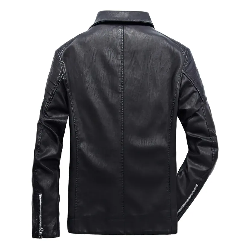 Vintage PU Leather Zipper Jacket / Fashion Biker's Fur Jacket / Motorcycle Male Outerwear