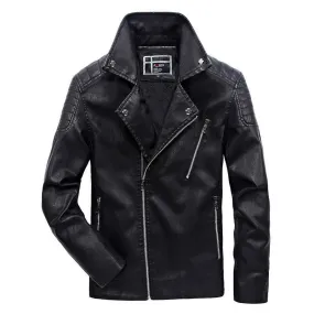 Vintage PU Leather Zipper Jacket / Fashion Biker's Fur Jacket / Motorcycle Male Outerwear