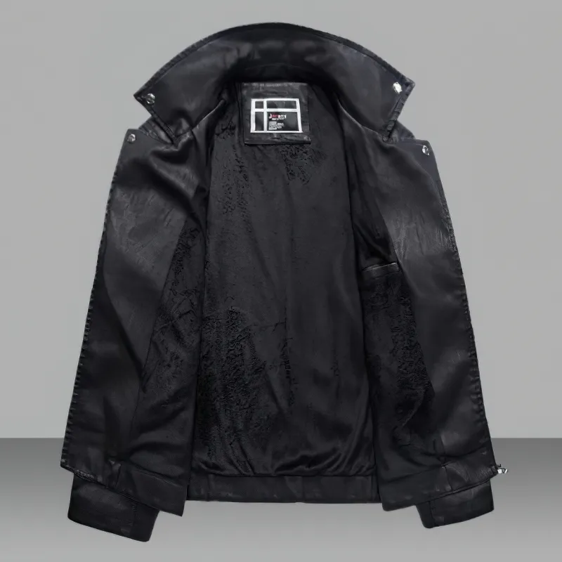 Vintage PU Leather Zipper Jacket / Fashion Biker's Fur Jacket / Motorcycle Male Outerwear
