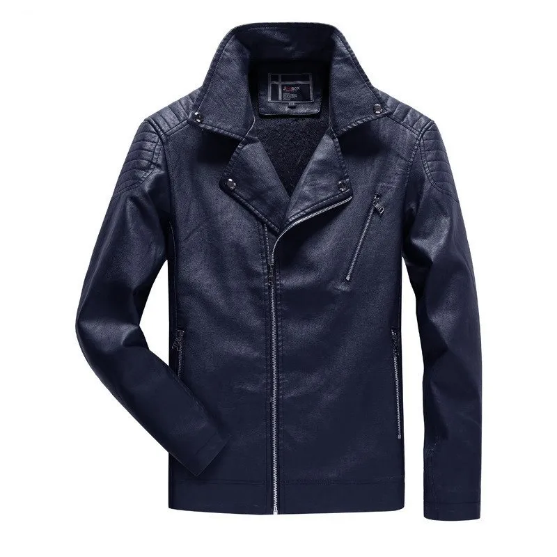 Vintage PU Leather Zipper Jacket / Fashion Biker's Fur Jacket / Motorcycle Male Outerwear