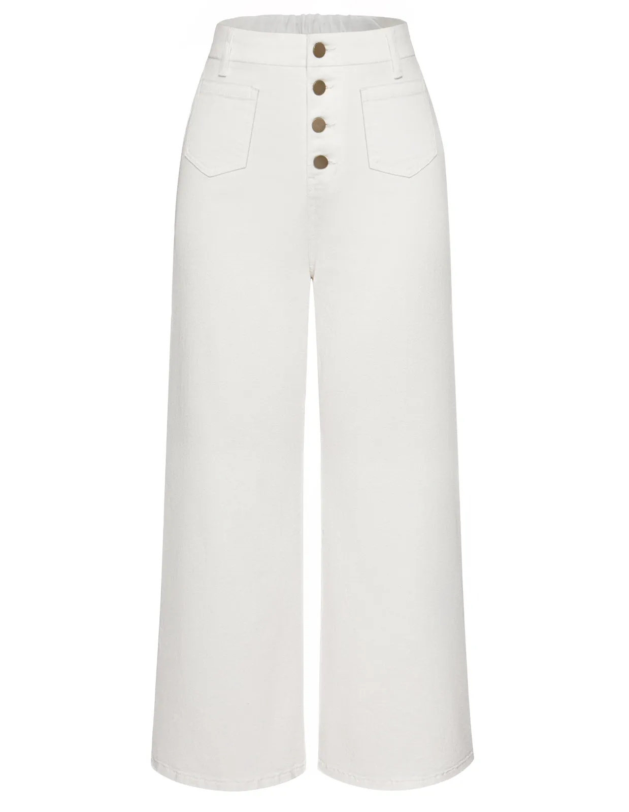 Vintage Straight Leg High Waisted Elastic Waist Multi-Pocket Flare Denim Pants