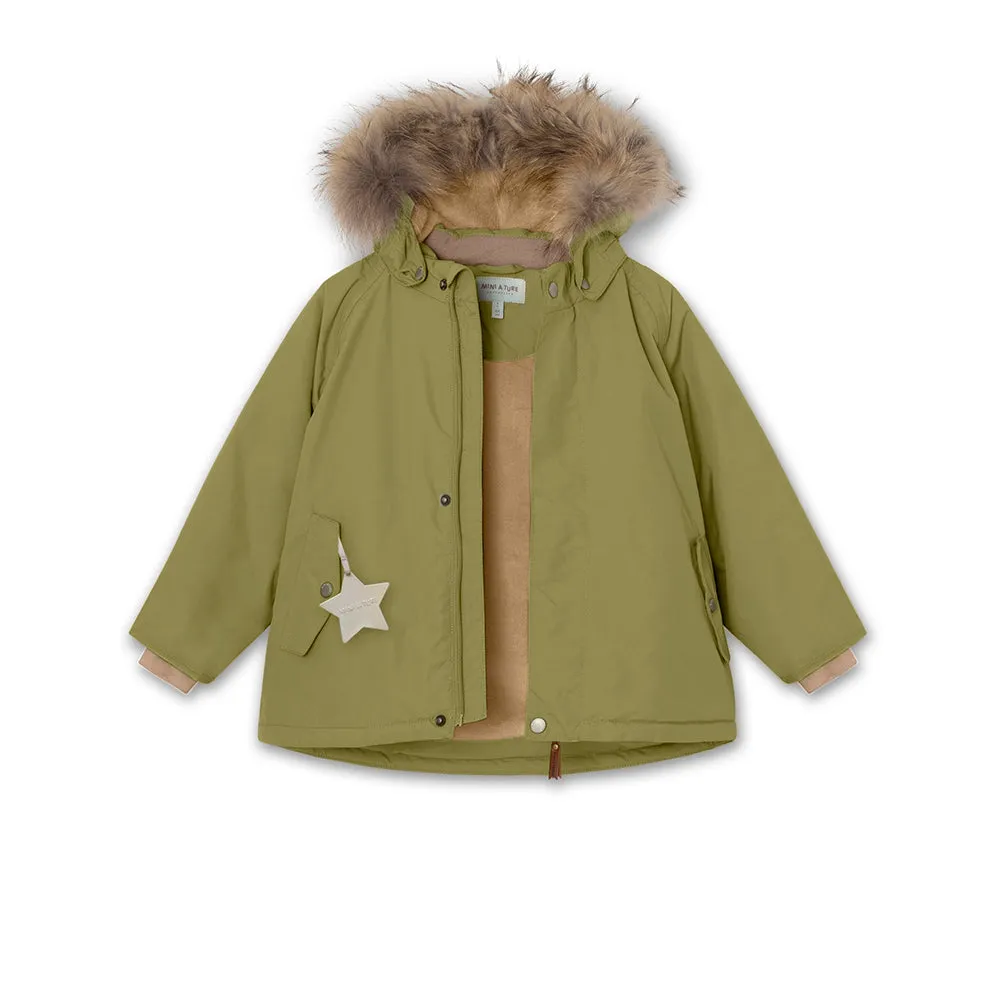 Wally Fleece Lined Winter Jacket Fur. GRS Mosstone