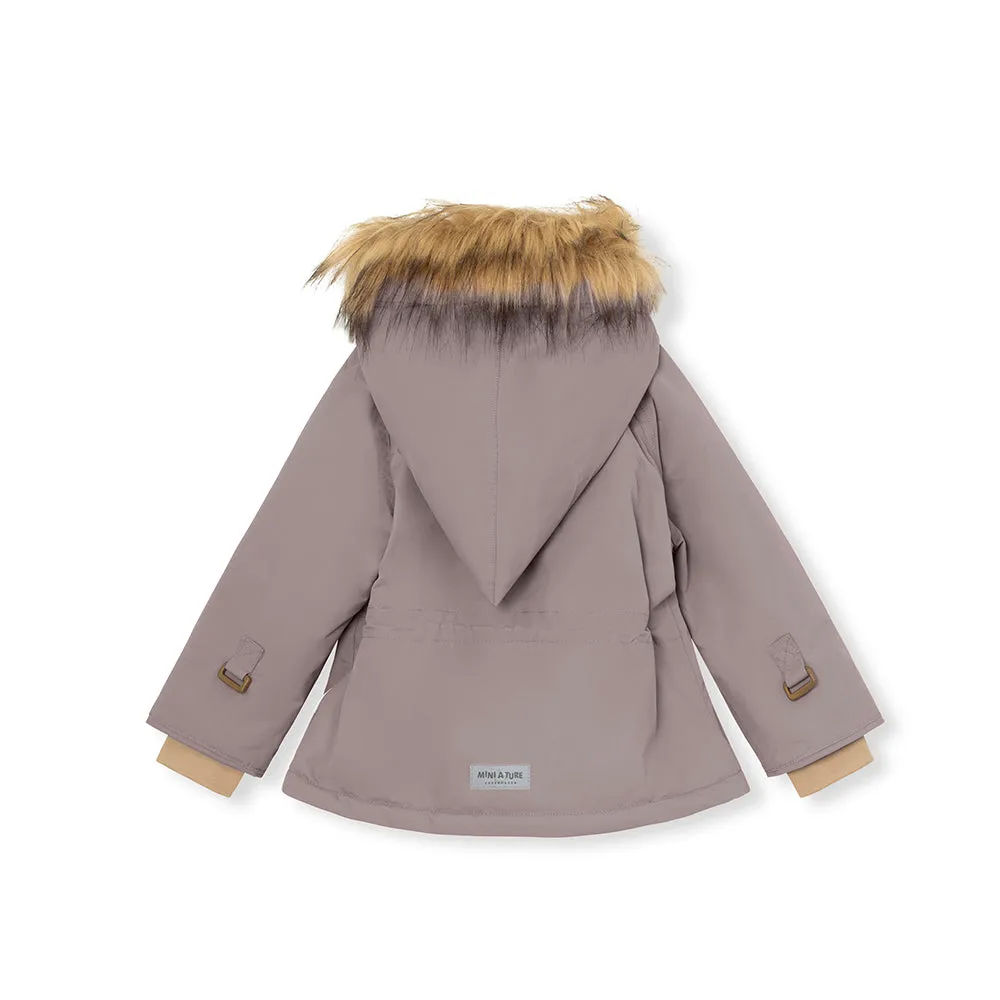 Wang Fleece Lined Winter Jacket Fake Fur. GRS Zinc Purple