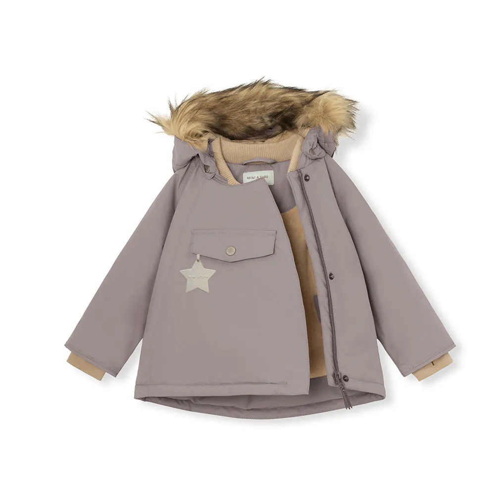 Wang Fleece Lined Winter Jacket Fake Fur. GRS Zinc Purple