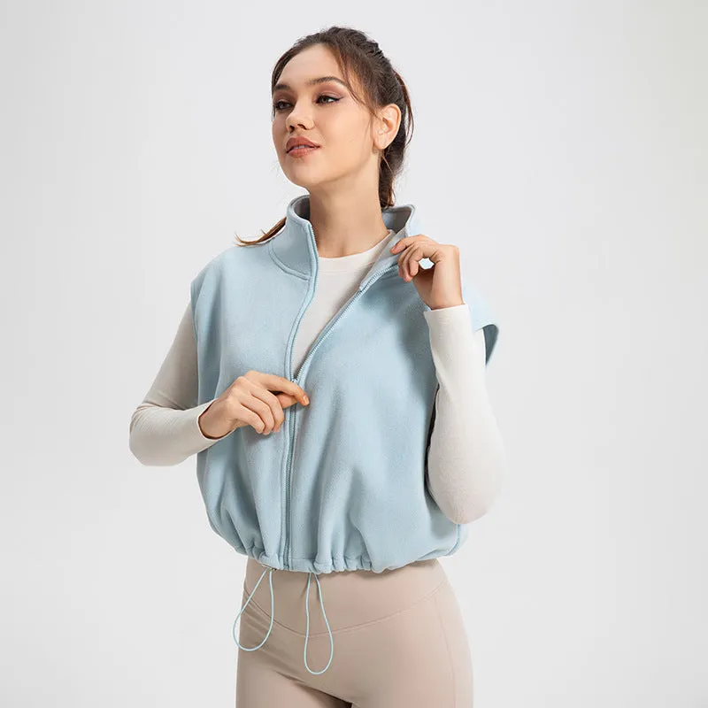 Winter Fitness Jacket Women Cold Proof Warm Vest Running Sports Fitness Clothes Polar Fleece Waistcoat Yoga Clothes