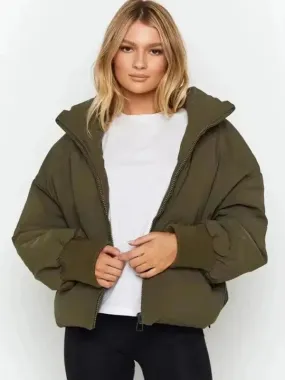 Women Casual Stand Collar Puffer Jacket