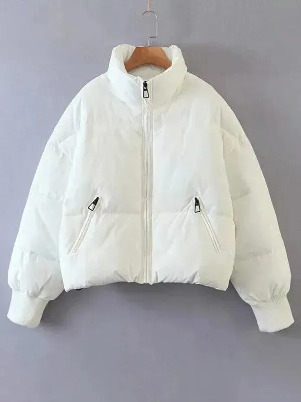 Women Casual Stand Collar Puffer Jacket