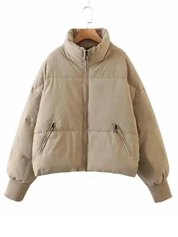 Women Casual Stand Collar Puffer Jacket