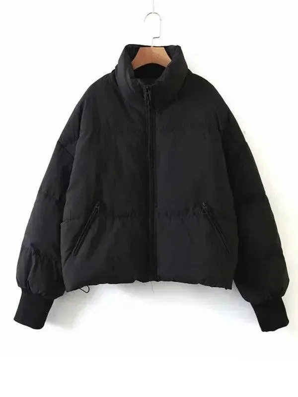Women Casual Stand Collar Puffer Jacket