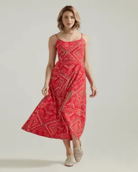 Wrangler Women's Red Southwestern Print Strappy Maxi Dress 112347177