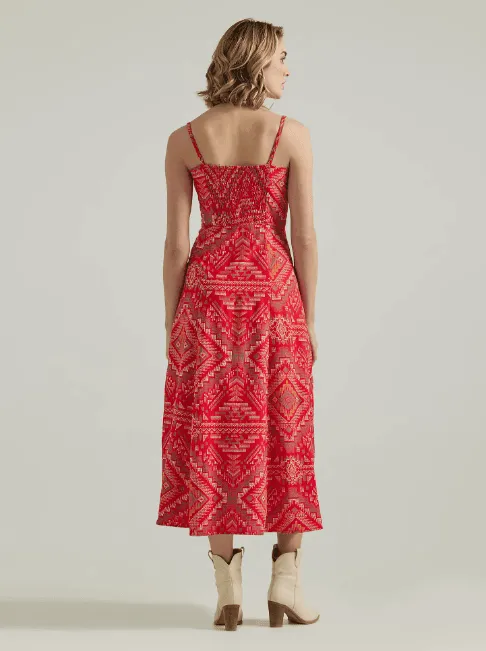Wrangler Women's Red Southwestern Print Strappy Maxi Dress 112347177