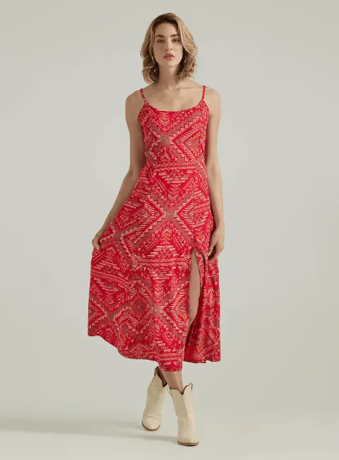 Wrangler Women's Red Southwestern Print Strappy Maxi Dress 112347177